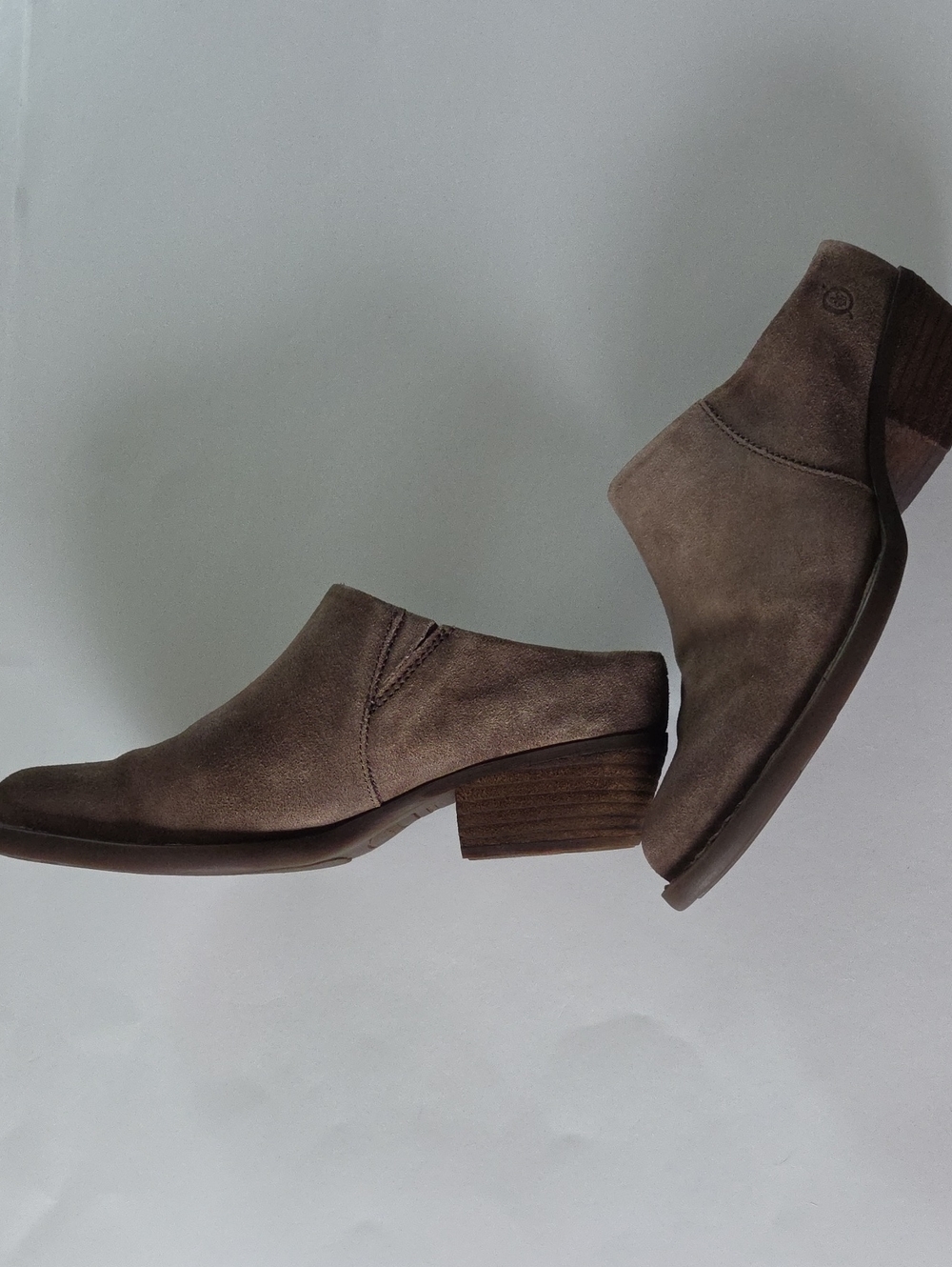 Born Starr Taupe Distressed Leather Clogs Slip On Bootie Shoes Women Size 8M